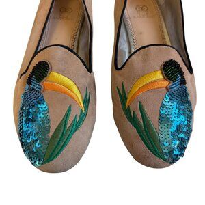 Rara Avis by Iris Apfel Pelican Sequin Suede Loafers / Flats - Size 8.5